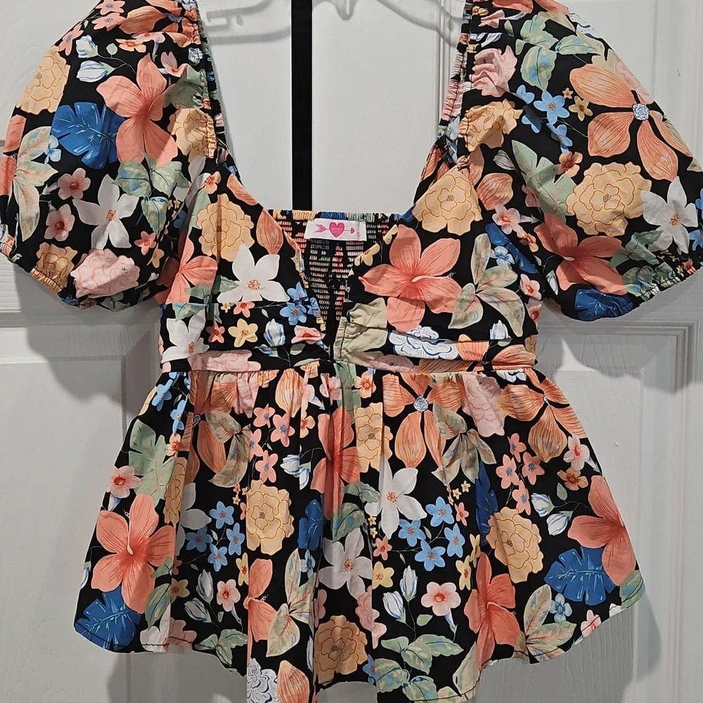 Buddy Love Floral Print Puff Sleeve Top - Picture 3 of 6